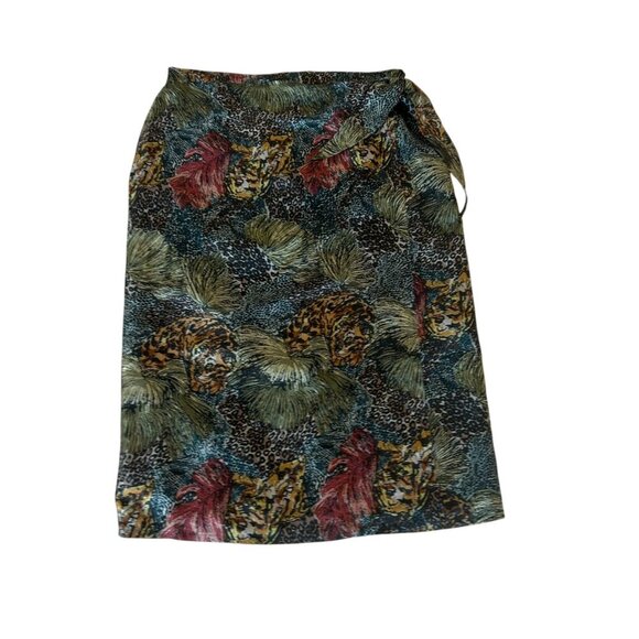 The Avenue 100% Silk Faux Wrap Leopard Print Skirt Size 18 - Picture 2 of 7